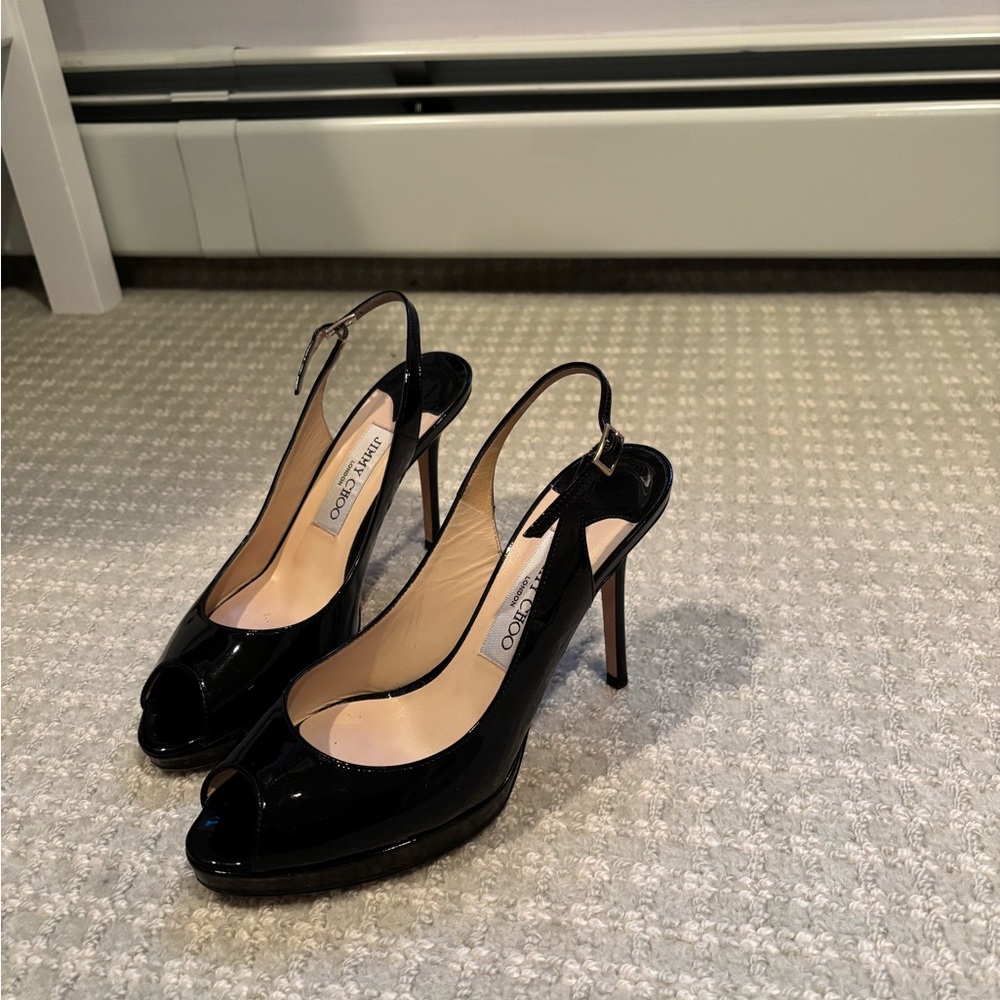 Jimmy Choo Black Stiletto Slingback Heels